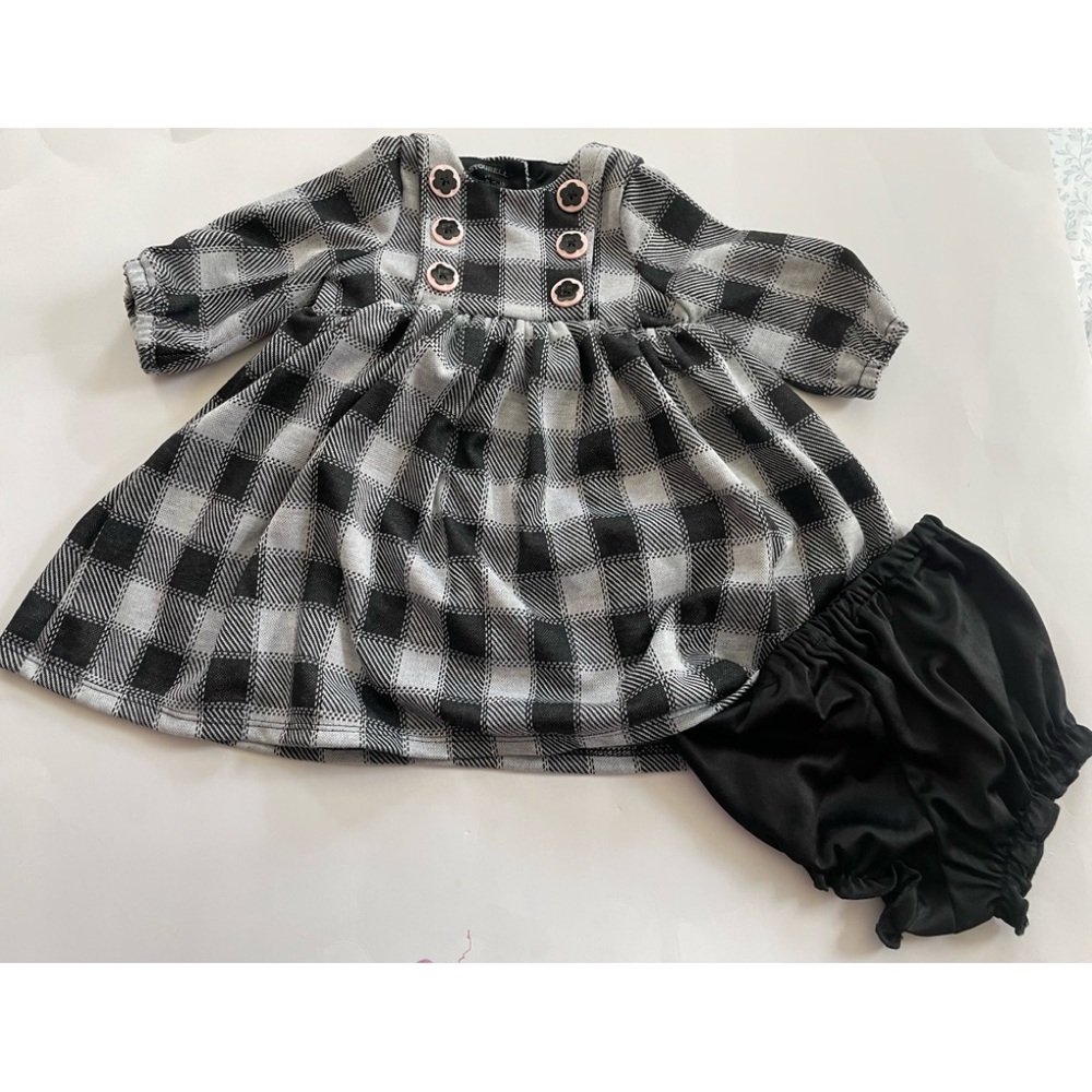 Pastourelle by Phippa & Julie Black & Grey Dress  size 3/6 mo. New